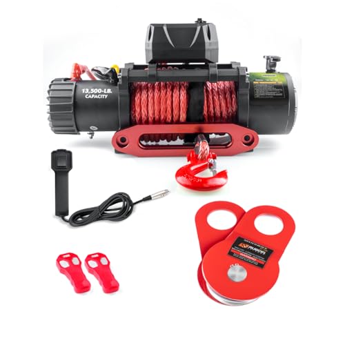 RUGCEL WINCH 13500lb Synthetic Rope+10T Snatch Block miniatura 1