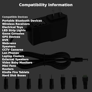 Arkare 5V 1A DC Power Supply Adapter 5W AC/DC Charger AC 100V-240V to D C 5 Volt 1Amp 0.5A Replacement Power Cord for Security Camera Baby Monitor Graco Swing TV Box Raspberry Pi Type C with 8TIPS