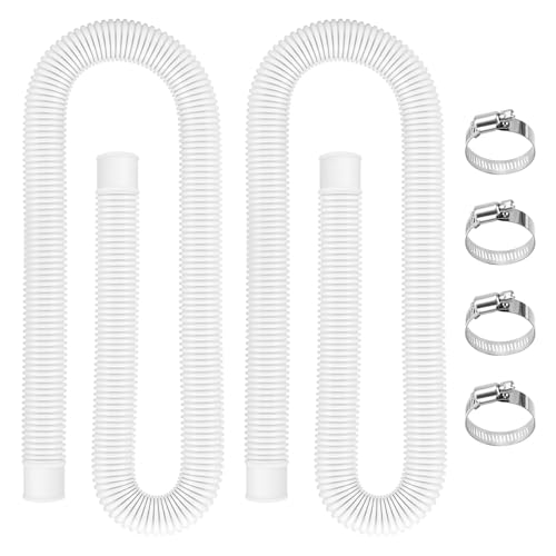 Pool Hoses for Above Ground Pools 1.5 Diameter x 59 Long 2 Pack 1.5 Inch Above Ground Pool Hose Replacement Compatible with Intex Coleman Surface Skimmer Filter Pump Hose with 4 Metal Clamps