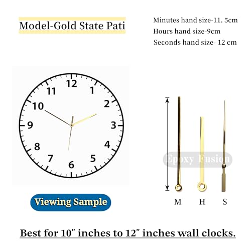 Image of 12mm Wall Clocks Silent Movement, Battery Operated Clock Movement and Needles, Quartz Wall Clock Movement Replacement Clock Machine with Hands (Gold State Pati)