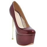  KISSYAYA Damen high Heel Plateau Lack Pumps 45 EU,Weinrot