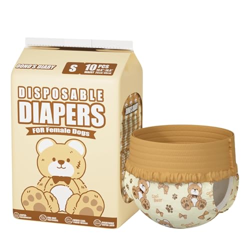 犬 おむつ 女の子用 くま柄 犬オムツ 360°幅広の伸縮ウエストバンド付きおむつカバー 使い捨てマナーパンツ 超小型犬 小型犬 中型犬 猫用 紙おむつ 発情期 生理 介護用 おむつウェア 漏れない 通気性 長時間 (黄色, S, 20, 枚)