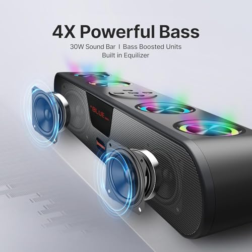 Image of CrossBeats Blaze B30 Bluetooth 30W Soundbar Gaming RGB Light, AUX, BT, SD Card, USB &FM, 8 Hrs Playtime Fast Charge Sound bar Smart tv with Built-in mic, Speaker for Mobile, PC, Laptop (B30 (New))