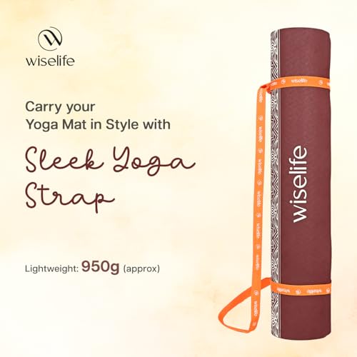 Image of WiseLife Grande XL 6 MM TPE Yoga Mat for Men & Women | Extra Thick, Long & Wide Premium Exercise Mat with Yoga Strap | Anti-Slip & Anti-Tear Ideal for Yoga, Pilates, Home Workouts & Gym Use (Maroon)
