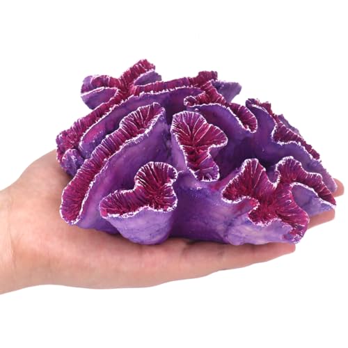 Image of Ulifery Coral Reef Aquarium Decorations Big Fish Tank Ornaments, Pink and Purple
