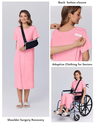 Image of Deyeek Hospital Gowns for Women Labor Delivery Shoulder Surgery Dress Adaptive Clothing Night Robes for Elderly Plus Size
