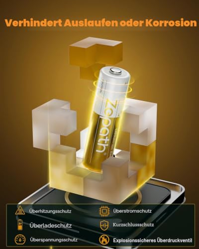 Zepath Wiederaufladbare AA Lithium Akkus 1.5V 3600mWh, 4 pcs mit Ladegerät – Ansicht 6