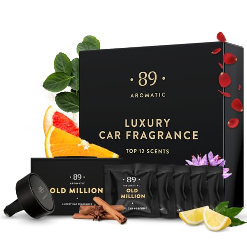 Aromatic 89 Car Air Fresheners Vent Clip Set - 12 Months of Luxury Fragrances Interior Car Freshener for Men & Women 12 Unique Perfume Scents Automotive Odor Eliminator Fragrance Gift Set