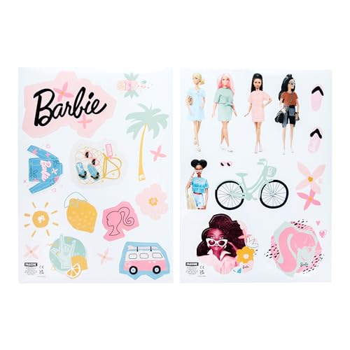 Paladone Pegatinas de Pared Barbie - Producto Oficial, Stickers Reutilizables para habitación Infantil, Incluye Amigos icónicos, Letras, Ropa y Accesorios, decoración para niñas
