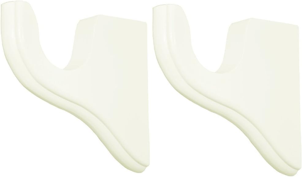 White Wood Pole Curtain Rod Brackets-1 Pair (for 2" Pole)