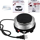 Artilife 500W Mini Electric Hot Plate - Moka Pot Special, 110V Compact RV Camping Stove, 4' Cast Iron Burner for Coffee, Low Wattage Portable (Silver)