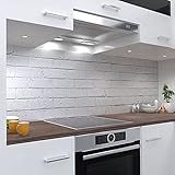 One-Wheel | selbstklebende Küchenrückwand | 60x50 cm harte PVC Folie | Wandtattoo für Fliesenspiegel Design Stein Weiss | Motiv: Klinker Weiss