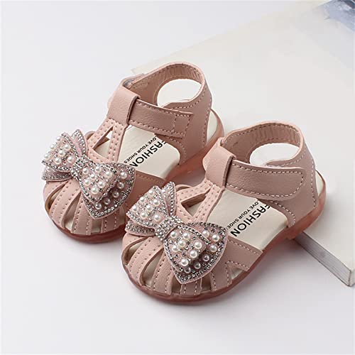 Spring and Summer Boys and Girls Toddler Sandals Bow Pearl Light Breathable and Size 4 Infant Girl (Pink, 15Months)2