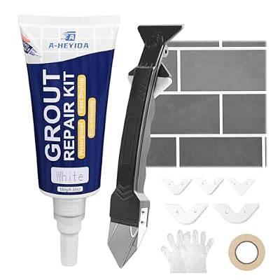 Grout Repair Kit, 180g Tile Grout Pen White Grout Filler, Fast Drying Grout Sealer for Bathroom, Kitchen Porcelain Floors, Restore and Renew Tile Grout Paint Kit (White)