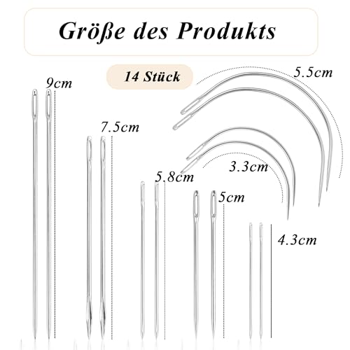 JAXICREY Falzbein, 4 Stück Falzbein für Papier Set Buchbinder Set Buchbinden Book Binding Set Falzstift Falzbeinwerkzeuge mit 14 Stück Ledernadel