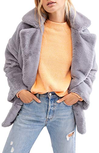 Free People Women's Kate Faux Fur Coat Blue Coats S