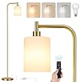 QiMH Floor Lamps for Living Room Bedroom, Gold Modern Standing Lamp with Remote Control & Foot Switch, LED Tall Dimmable Colors Temperature Brightness Pole Lamp for Home Office (Smart Bulb Included)
