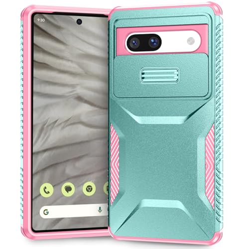 Coque Pixel 7A G0DZQ antichoc avec cache caméra coulissant vert PC