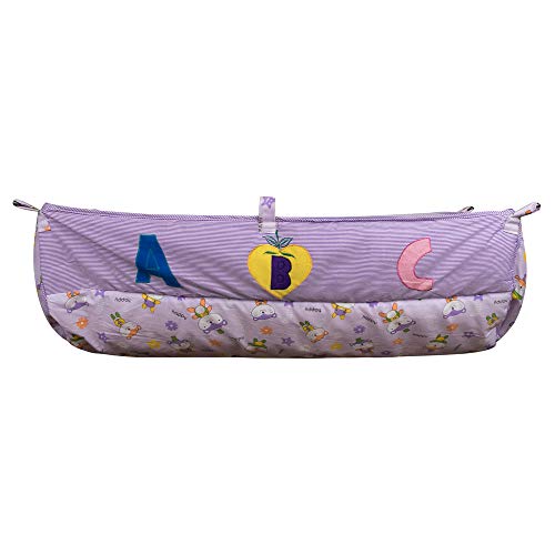 Image of Cotton Baby Cradle Cloth with Mosquito Net - Premium Purple Khoyu Hammock Swing for Ghodiyu Jhula, Washable Newborn Baby Zoli with Zipper Mesh Cover and Alphabet Patches