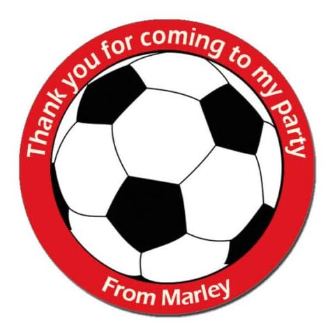 Treasured Forever 24 x Personalised Football Birthday Stickers For Party Thank You Sweet Cone Bags (Red) Cover