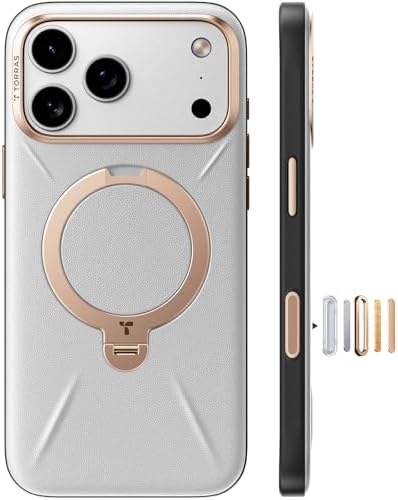 TORRAS Q3 VegSkin for iPhone 17 Pro Max Case Leather, 360 Spin Ma...