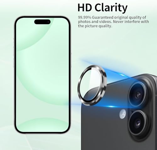 Image of Camera Lens Protector Compatible with iPhone 16 Plus (Pack of 3) | 9H Tempered Glass Camera Lens Guard | Scratch Resistant | HD Clear | Anti-Fingerprint | Easy Installation | Bubble Free
