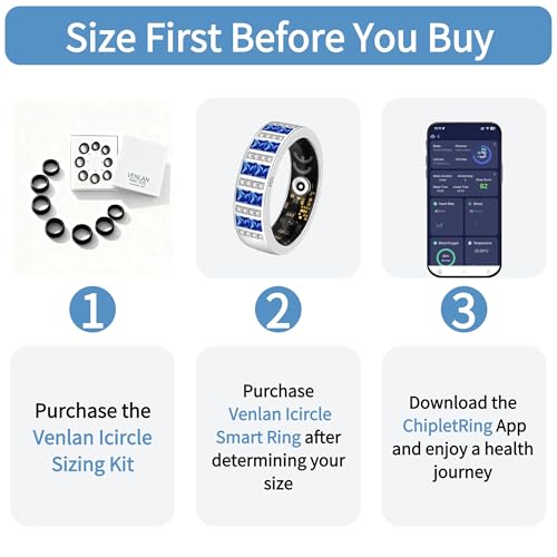 Image of Venlan S925 Great Wall Pattern Smart Ring for Men & Women, Vital Health Ring with Sleep Tracker, Fitness Tracking, Heart Rate & HRV Monitor, Waterproof Smart Health Ring