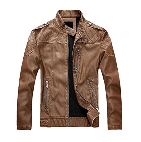 Veste de moto en cuir jaune pour homme en taille L