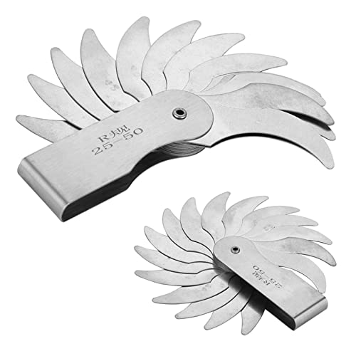 Konkave Radiuslehre, Edelstahl-Radiusrillenlehre mit Messbereich R0,3–1,5 mm bis R52–100 mm, Präzisionswerkzeug für konkave Flächen, Rillenmessung, Staubfreie Oberfläche