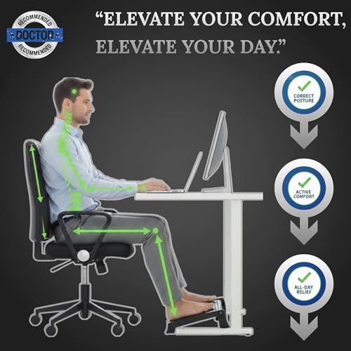 Image of HOMECENTRAL Under Desk Foot Rest for Office Chair, Adjustable Footrest with Massage Surface, Comfortable Leg Rest with 6 Heights for Desk Work and Long Sitting Hours, Foot Stool for Home Table Sofa Chairs (Buy from sold by: CMXCIX)