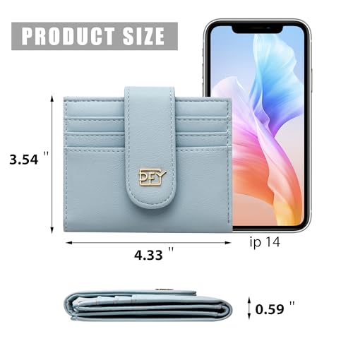 Image of Badiya Small Wallets for Women Bifold Multi Card Case Wallet Slim Credit Card Holder with Zipper Coin Purse, Blue, one size, Minimalist