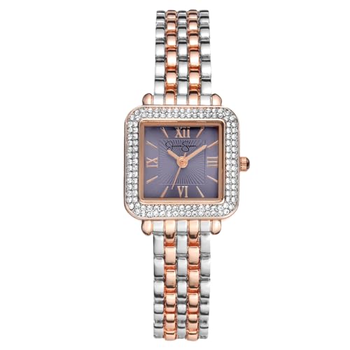 Montre carrée Jessica Simpson argent avec cadran lavande pour femme 23,5 mm