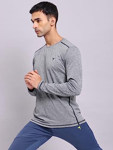 Image of TECHNOSPORT Men's Slim Fit Full Sleeve Round Neck T-Shirt, Double Cool Quick Dry Moisture Wicking Stretchable Sports Gym and Casual Wear