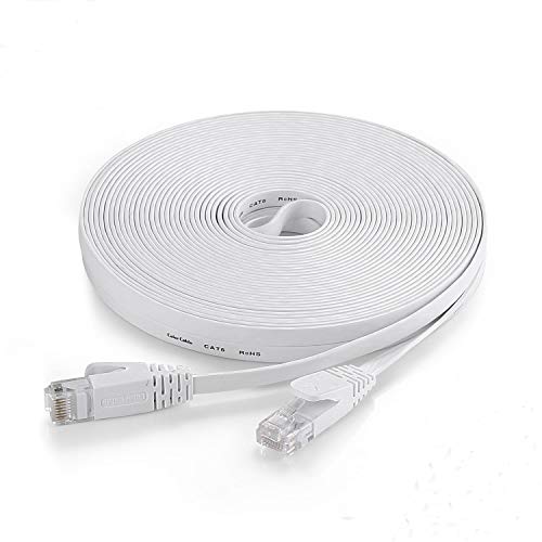 CelerCable - Flat Ethernet Cable Cat6 50ft with Snagless RJ45 Connectors, Slim Network Cable Flat Cat 6 Ethernet Patch Cable, Internet Patch Cable Computer Networking Cord, 50 Feet (White) CelerCable - Flat Ethernet Cable Cat6 50ft with Snagless RJ45 Connectors, Slim Network Cable Flat Cat 6 Ethernet Patch Cable, Internet Patch Cable Computer Networking Cord, 50 Feet (White)