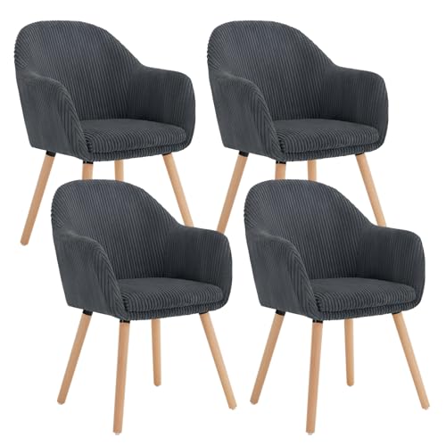 Woltu Sillas Comedor Estilo Vintage Juego De 4, Silla Cocina, Silla Nordica Con Respaldo Y Reposabrazos, Tela Pana, Estructura De Madera, Sillas Para Tocador, Escritorio, Gris Oscuro, Ezs26dgr-4 Woltu Sillas Comedor Estilo Vintage Juego De 4, Silla Cocina, Silla Nordica Con Respaldo Y Reposabrazos, Tela Pana, Estructura De Madera, Sillas Para Tocador, Escritorio, Gris Oscuro, Ezs26dgr-4
