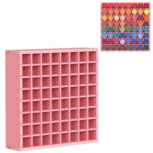 Image of Krafetto 64 Grids Craft Paint Storage Organizer, Wall-mountable Paints Holder, Stackable Paint Bottle Rack Stand for 2oz Craft Paints, Pink