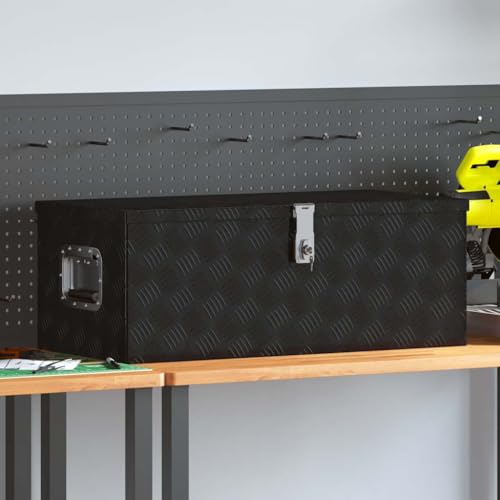vidaXL Aufbewahrungsbox Aluminiumkoffer Aluminiumbox Lagerbox Lagerkiste Transportkoffer Transportkiste Schwarz 80x39x30cm Aluminium