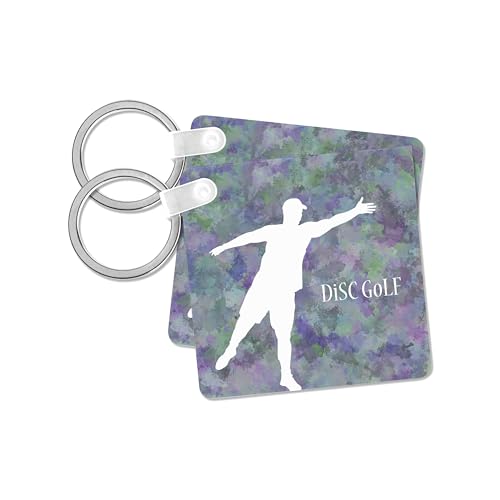 3dRose, Disc Golf - enjoy this cool Disc Golfer putting with a creative and colorful background, set of 4 Key Chains
