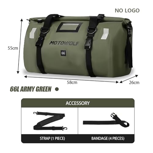 Bolsa seca impermeable para motocicleta de PVC 66L verde miniatura 2