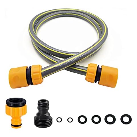 VReder Hose Connection Set for Garden Hose Reel, Plastic Hose Pipe Fitting Connector Adapter Kit Connect Tap to Hose Trolley Cart, 1.5M Length of Pipe Cover
