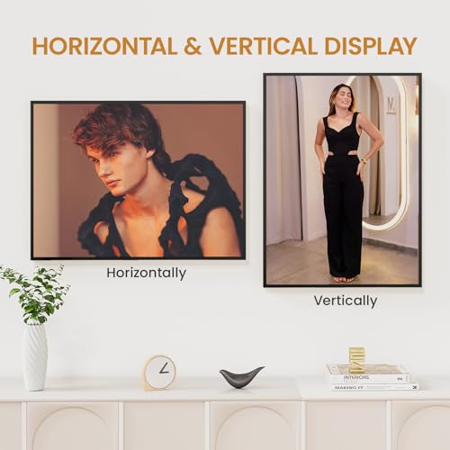 Image of 17x23 Aluminum Metal Picture Frame,Tempered Glass Black Photo Frame 17x23 for Family Photo,Posters,Art,Document to Wall Mount Horizontally or Vertically