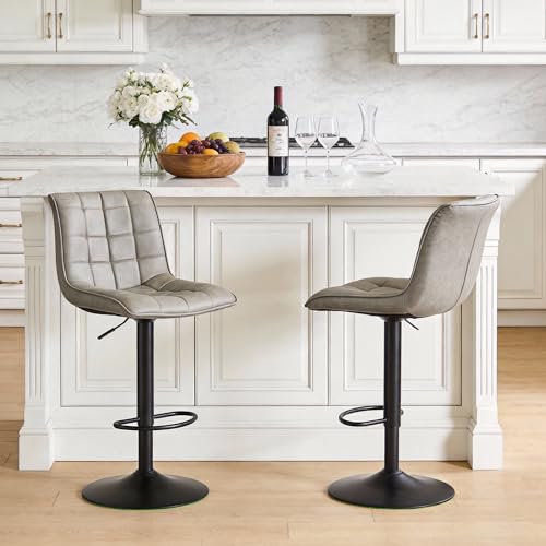 Image of Modern Adjustable Bar Stools Set of 2 for Kitchen Island Height 24 inch-33 inch