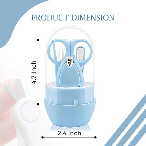 Image of GLUN Baby Care Set, Capsule Shape Pack, 4-in-1 (Anti-Pinch Nail Clipper, Scissor, Nail File, Tweezer) Blue Colour Baby Manicure Set for Newborn, Infant & Toddler