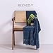 RECYCO Throw Blanket Soft Cozy Chenille Throw Blanket with Fringe Tassel for Couch Sofa Chair Bed Living Room Gift (Blue, 50'' x 60'')