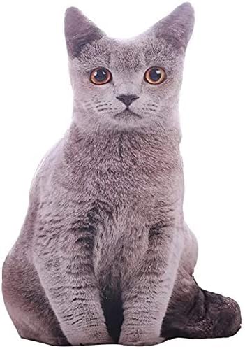HitHopKing 3D Cat Pillow Plush Toy,Creative 3D Simulation Cat Baby Stuffed Toy Soft Plush Toy,Home Decoration Kids Toy(Gray)