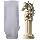 3D Horse Head Candle Mold Horse Relief Roman Column Silicone Molds for Resin Candles Cement Plaster Roman Column Pillar with Greek Mythology Design Mold for Home Decor Statue (B)