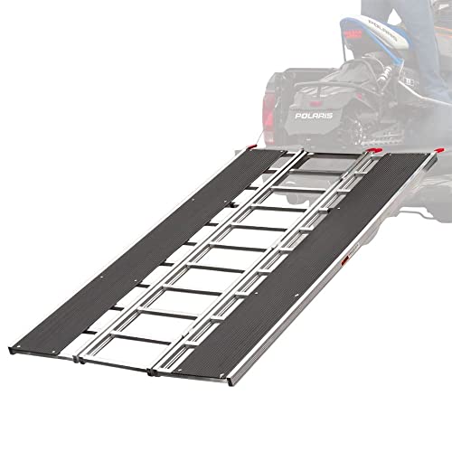 Black Ice Extra-Long Snowmobile Ramp with Wide Glides 1,500 lb. Capacity Aluminum Folding for Trucks and Trailers