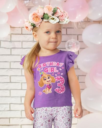 Paw Patrol Skye Toddler Birthday Girl Tee - Gift Idea for 3 or 4 Year Old Girls - Ruffle Sleeve Party Top3