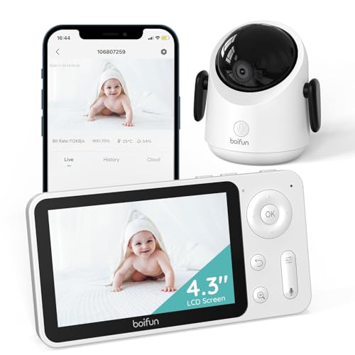 BOIFUN Smart WiFi Baby Monitor, 1080P HD 4.3' Wireless Display, App & Monitor Control, Night Vision,...