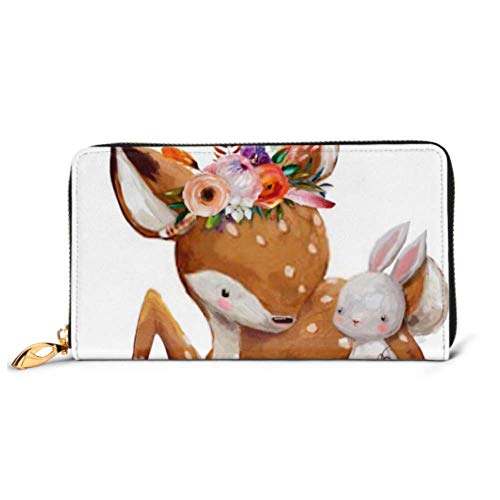 Preisvergleich Produktbild JHGFG Mode Handtasche Reißverschluss Brieftasche Niedliche kleine Hase Hirsch Telefon Clutch Geldbörse Abendkupplung Blockieren Leder Brieftasche Multi Card Organizer